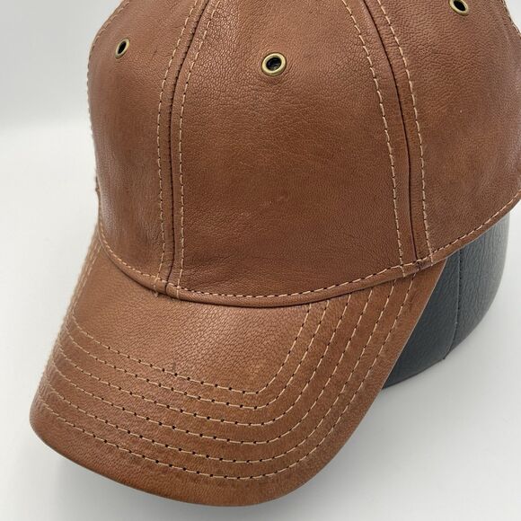 The Territory Ahead All Leather Brown Strapback Baseball Cap Hat Adjustable OSFM - Picture 7 of 15